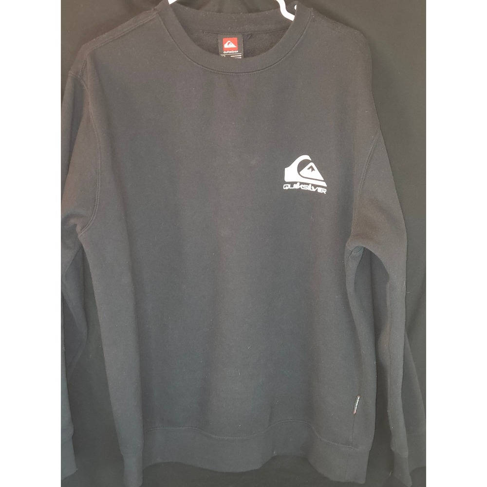 Quiksilver Crew Neck Sweatshirt vintage Mens Medium Black Logo Pullover